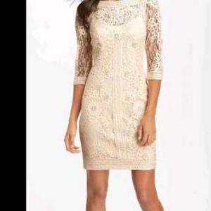 Sue Wong nocturne size 8 peach soutache‎ VTGE mini lace embroidery dress